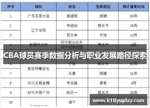 CBA球员赛季数据分析与职业发展路径探索